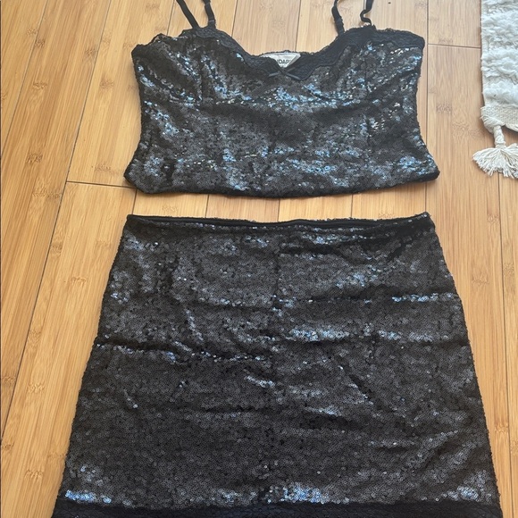 No Boundaries Tops - No Boundaries Black Sequin Crop Top w skirt. Two piece set. NWT. New with tags.